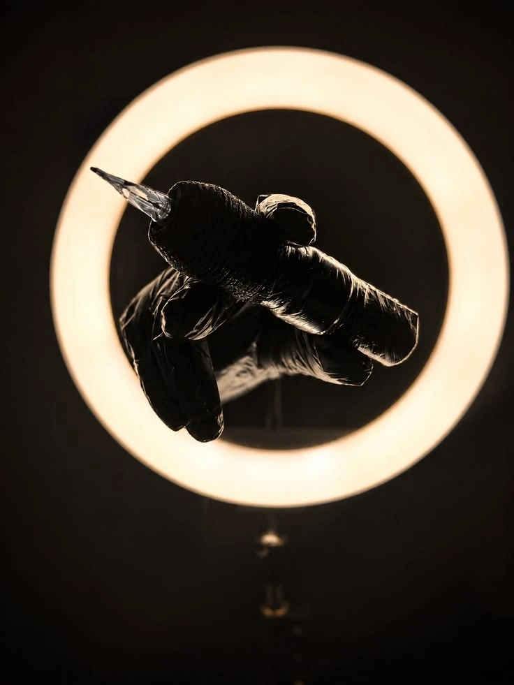 INKFERNAL tattoo setup with ring light