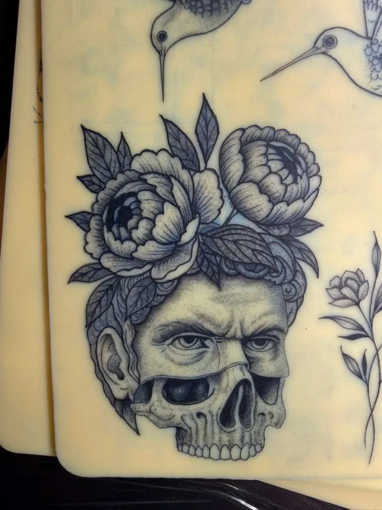 Synthetic skin tattoo practice 4