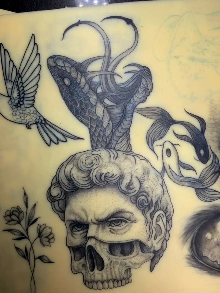 Synthetic skin tattoo practice 5