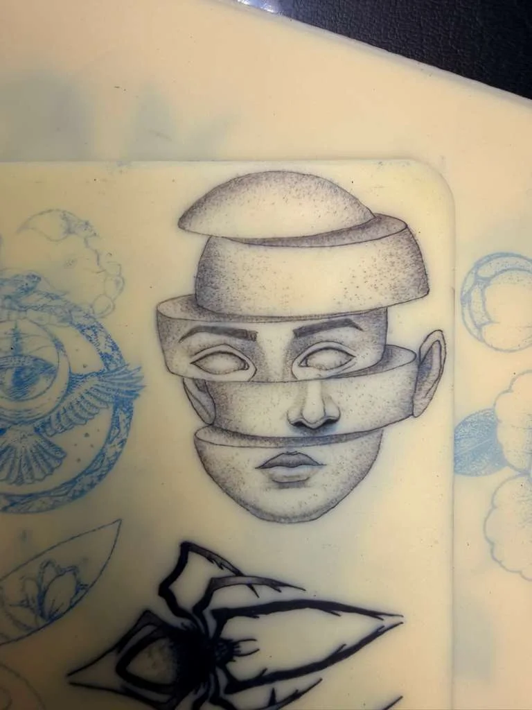 Synthetic skin tattoo practice 7