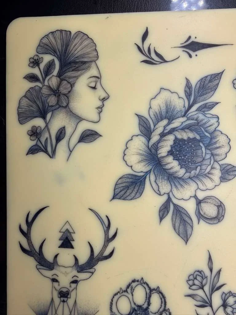 Synthetic skin tattoo practice 9