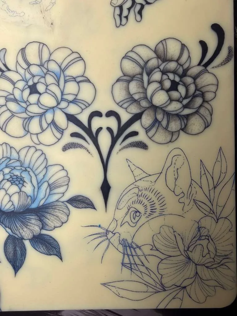 Synthetic skin tattoo practice 12