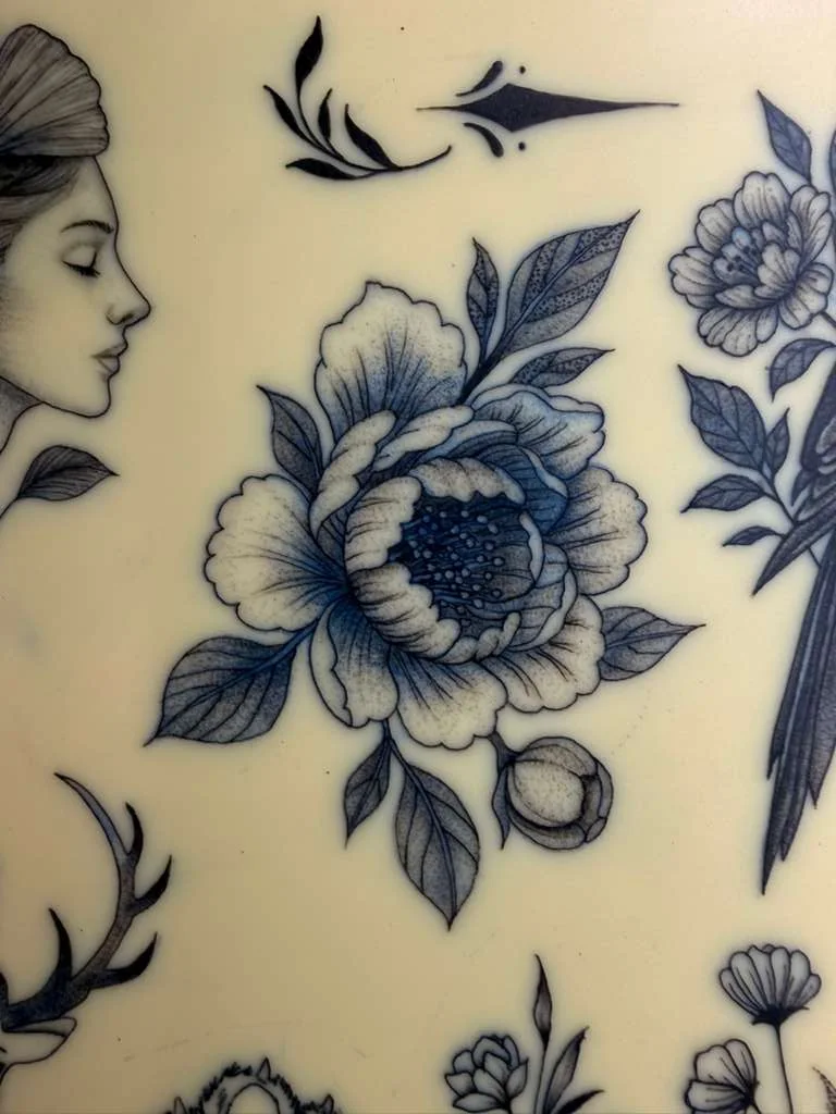 Synthetic skin tattoo practice 13