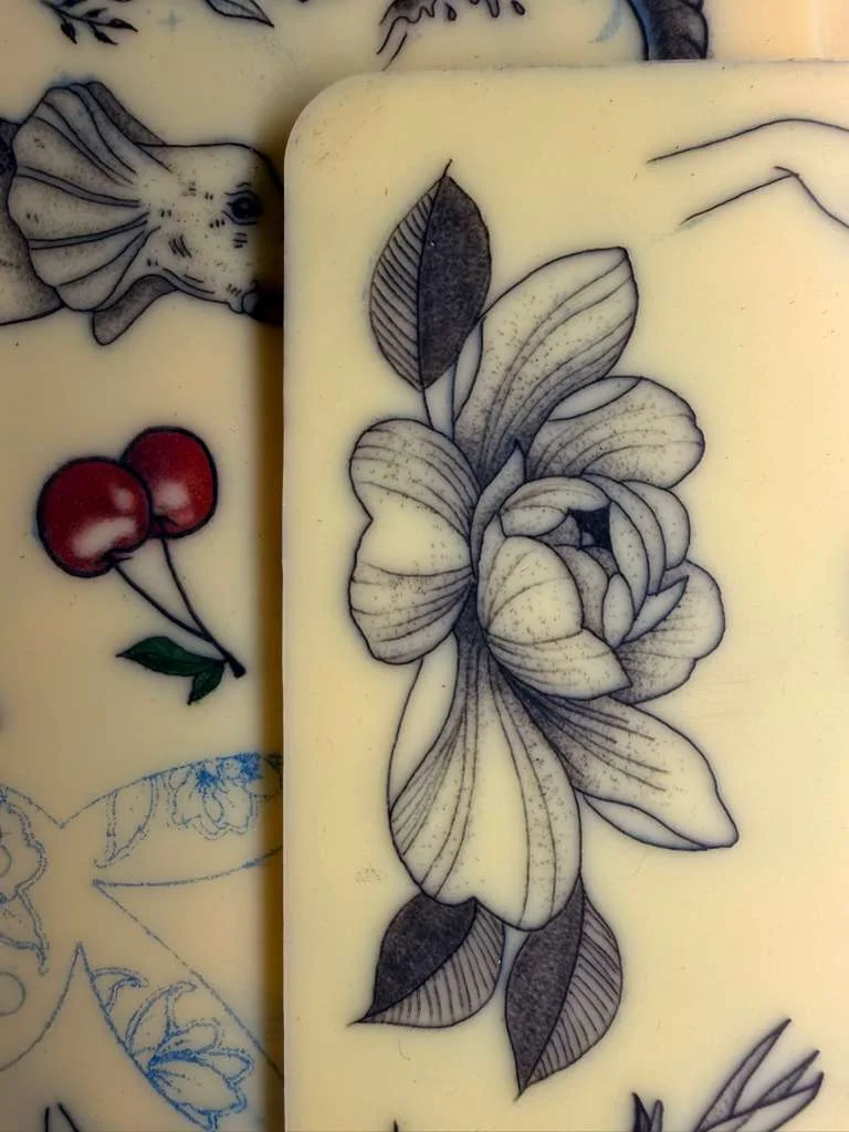 Synthetic skin tattoo practice 15
