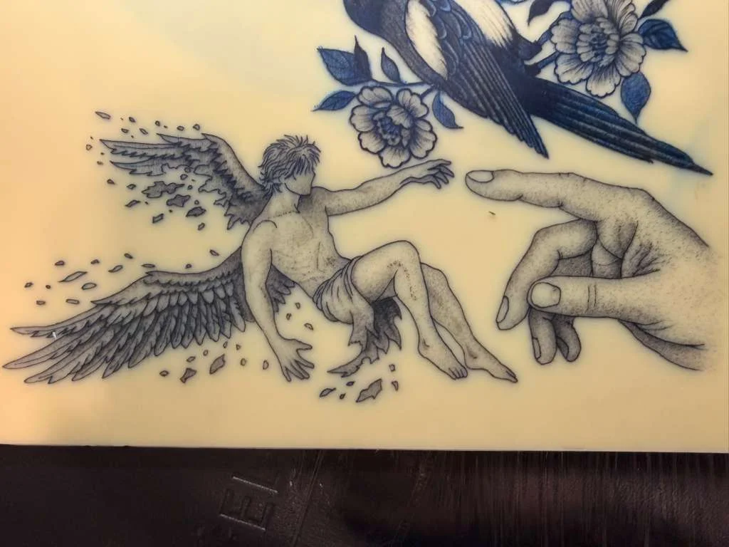 Synthetic skin tattoo practice 16